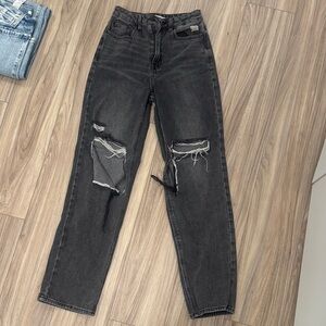 PacSun Black Distressed Straight Leg Jeans